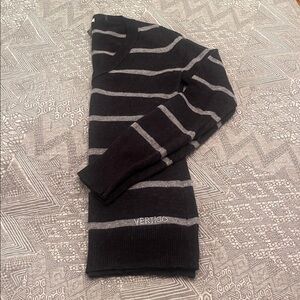 Vertigo Paris Black and Gray Striped V-Neck Sweater